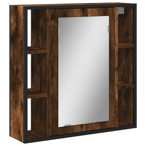 vidaXL Bathroom Mirror Cabinet Black 23.6"x6.3"x23.6" Engineered Wood-9