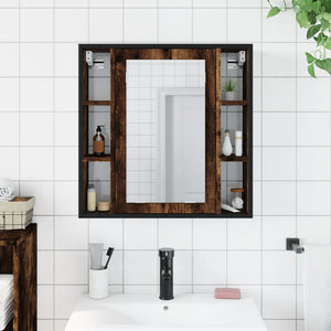 vidaXL Bathroom Mirror Cabinet Black 23.6"x6.3"x23.6" Engineered Wood-11