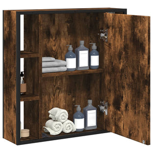 vidaXL Bathroom Mirror Cabinet Black 23.6"x6.3"x23.6" Engineered Wood-12