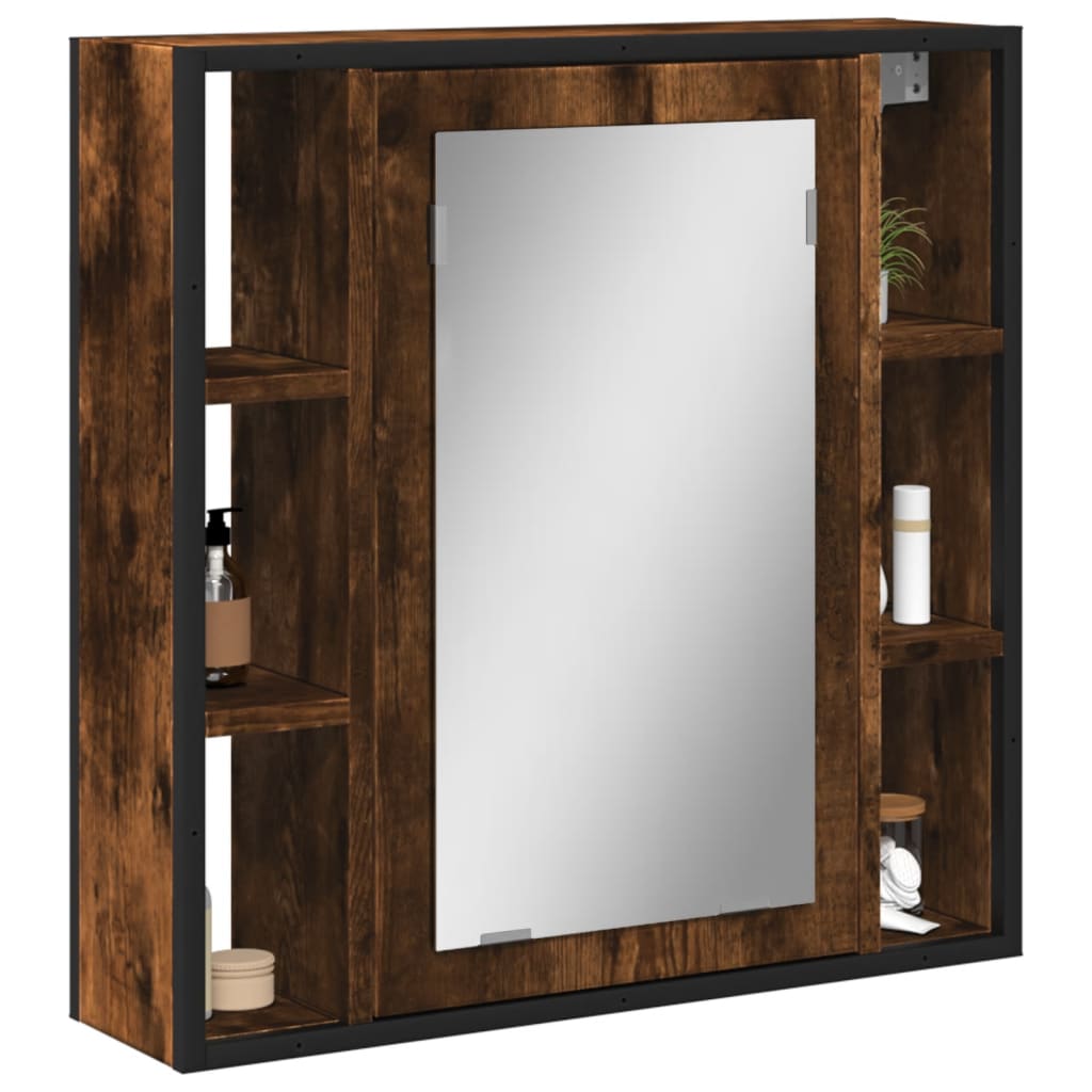 vidaXL Bathroom Mirror Cabinet Black 23.6"x6.3"x23.6" Engineered Wood-10