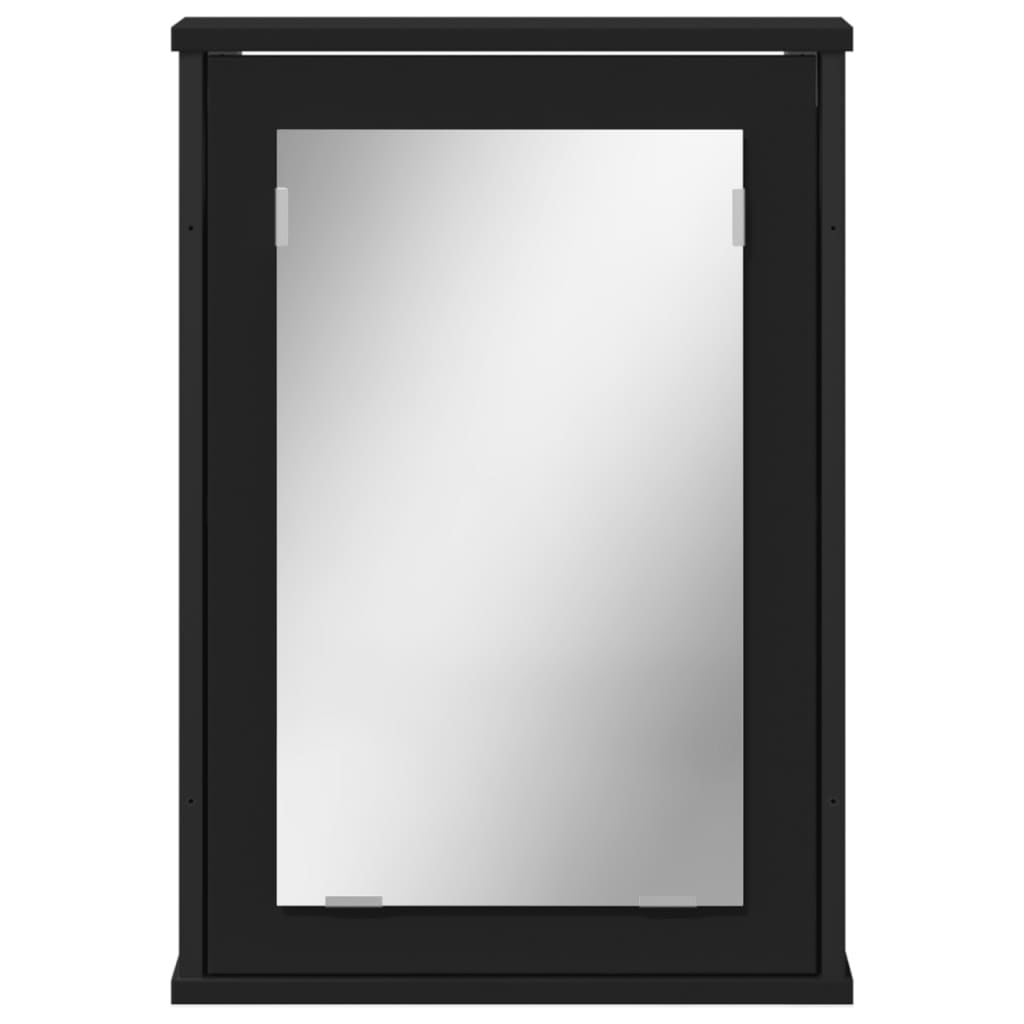 vidaXL Bathroom Mirror Cabinet Black 16.5"x4.7"x23.6" Engineered Wood-3