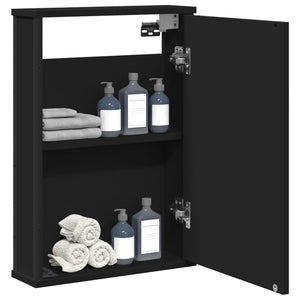 vidaXL Bathroom Mirror Cabinet Black 16.5"x4.7"x23.6" Engineered Wood-1