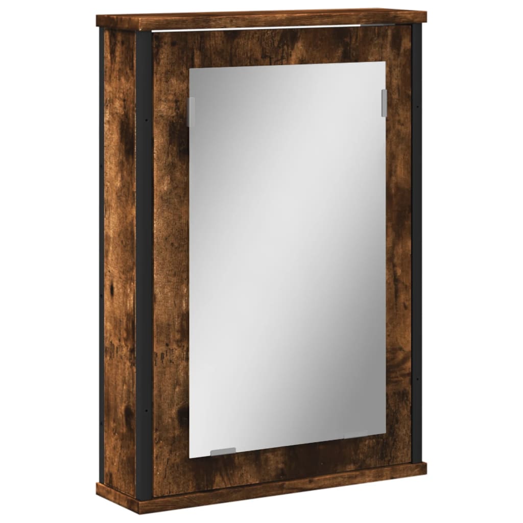 vidaXL Bathroom Mirror Cabinet Black 16.5"x4.7"x23.6" Engineered Wood-8