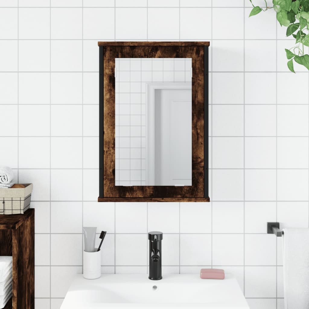 vidaXL Bathroom Mirror Cabinet Black 16.5"x4.7"x23.6" Engineered Wood-10