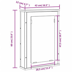 vidaXL Bathroom Mirror Cabinet Black 16.5"x4.7"x23.6" Engineered Wood-11