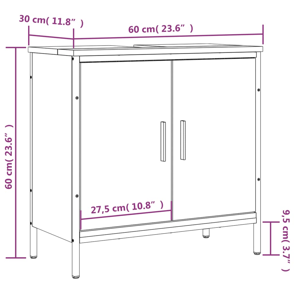 vidaXL Bathroom Sink Cabinet Black 31.5"x11.8"x23.6" Engineered Wood-5