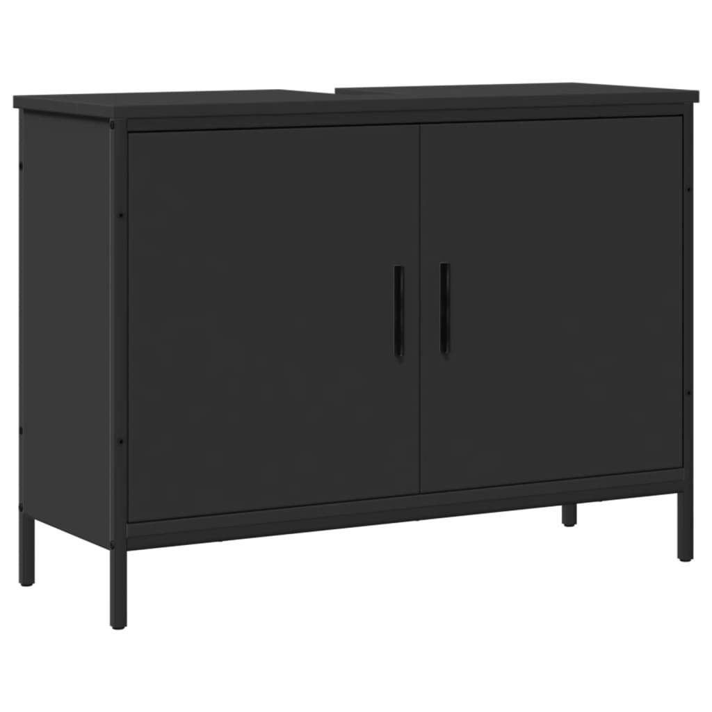 vidaXL Bathroom Sink Cabinet Black 31.5"x11.8"x23.6" Engineered Wood-0