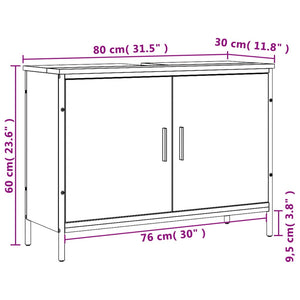 vidaXL Bathroom Sink Cabinet Black 31.5"x11.8"x23.6" Engineered Wood-2