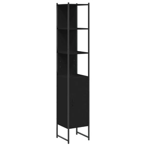 vidaXL Bathroom Cabinet Black 13"x13"x73" Engineered Wood-1