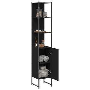 vidaXL Bathroom Cabinet Black 13"x13"x73" Engineered Wood-7