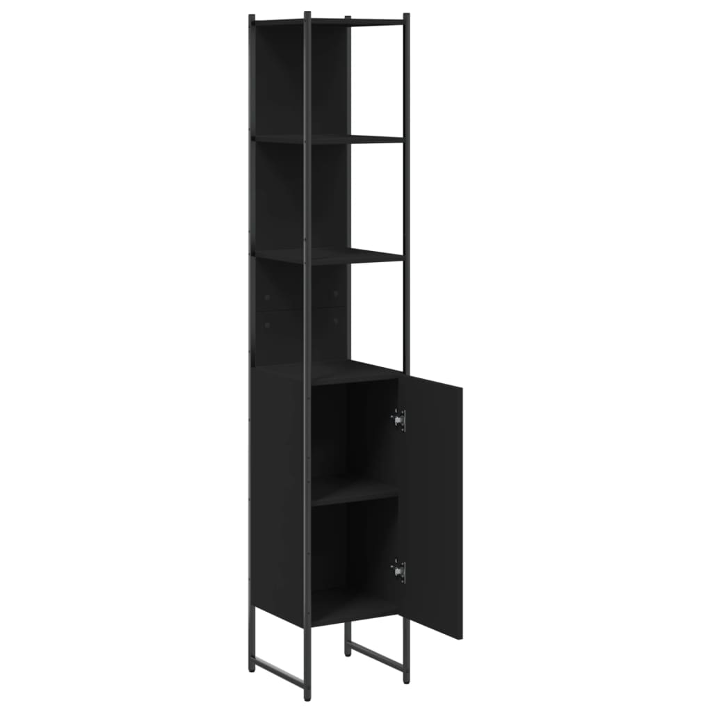 vidaXL Bathroom Cabinet Black 13"x13"x73" Engineered Wood-9