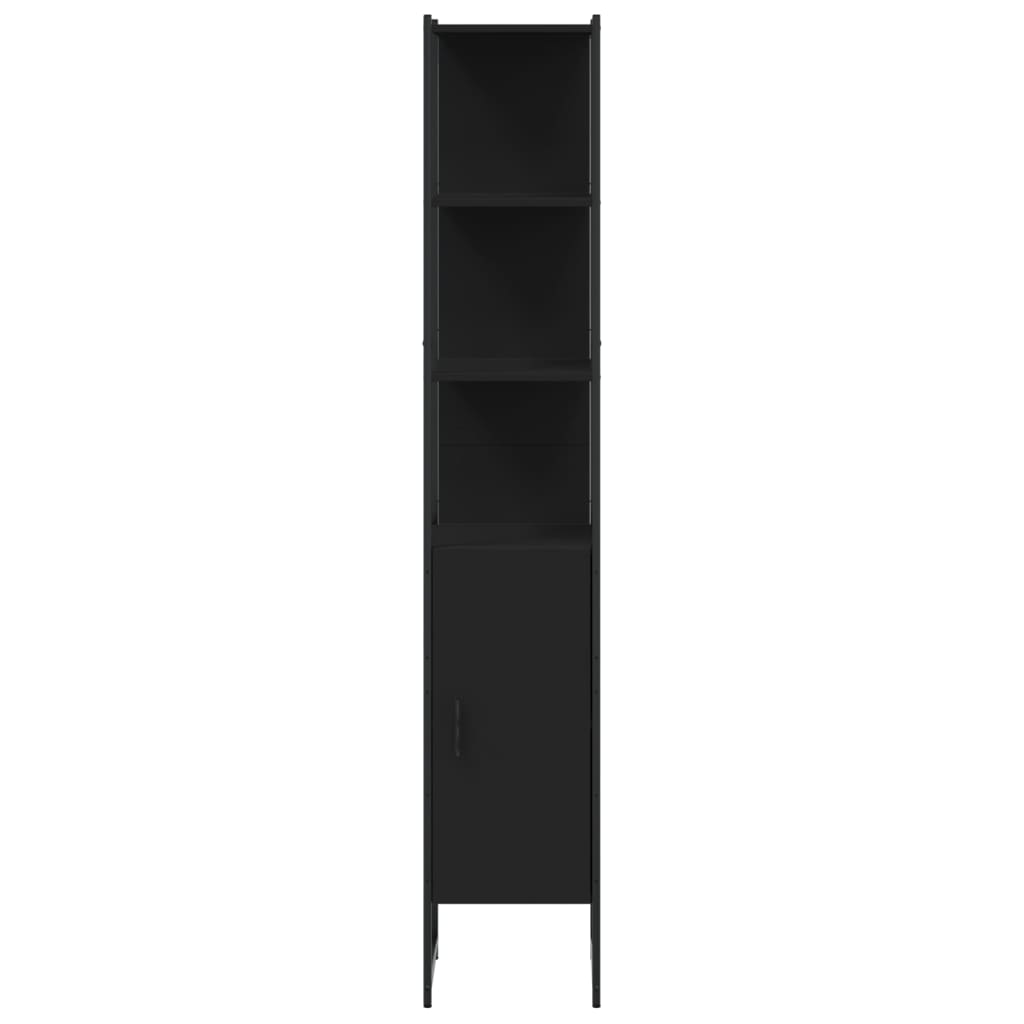 vidaXL Bathroom Cabinet Black 13"x13"x73" Engineered Wood-11