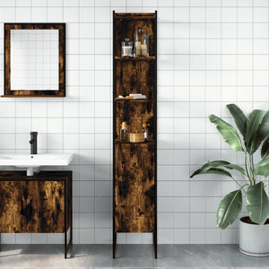 vidaXL Bathroom Cabinet Black 13"x13"x73" Engineered Wood-0