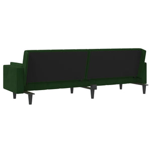 vidaXL 2-Seater Sofa Bed with Two Pillows Dark Green Velvet-5