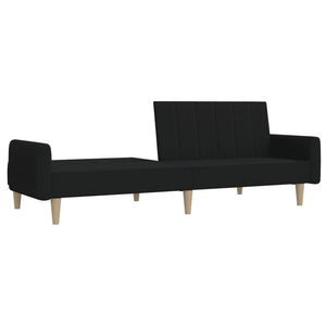 vidaXL 2-Seater Sofa Bed Black Fabric-3