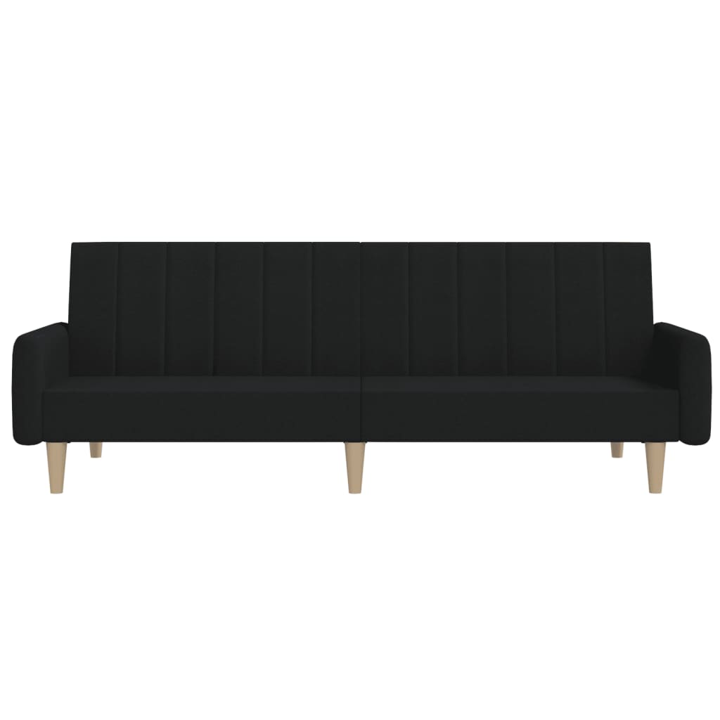 vidaXL 2-Seater Sofa Bed Black Fabric-4