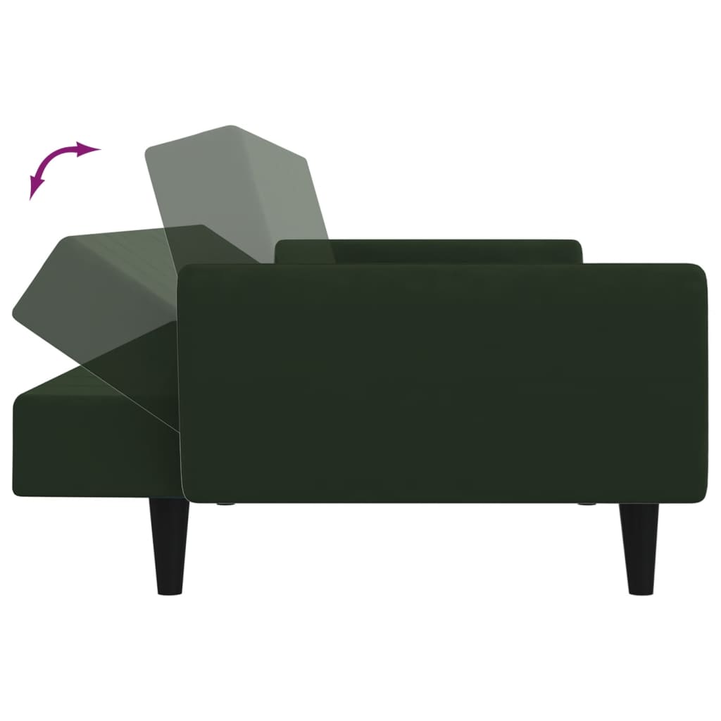 vidaXL 2-Seater Sofa Bed Dark Green Velvet-4