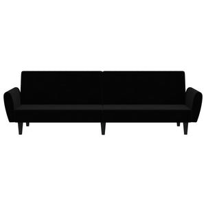 vidaXL 2-Seater Sofa Bed Black Velvet-3