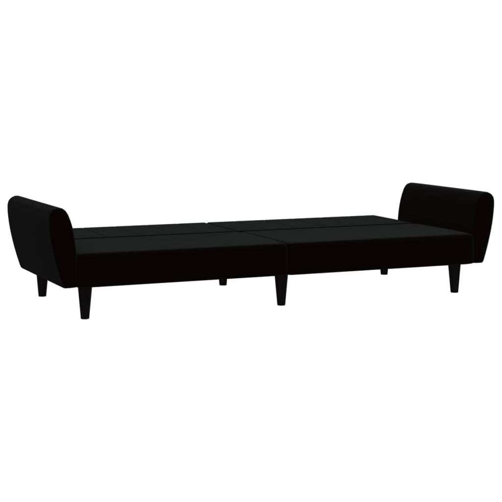 vidaXL 2-Seater Sofa Bed Black Velvet-4