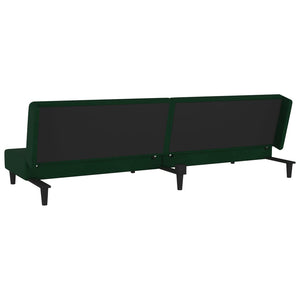 vidaXL 2-Seater Sofa Bed with Two Pillows Dark Green Velvet-6