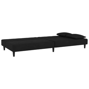 vidaXL 2-Seater Sofa Bed with Two Pillows Black Velvet-3