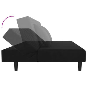 vidaXL 2-Seater Sofa Bed with Two Pillows Black Velvet-4