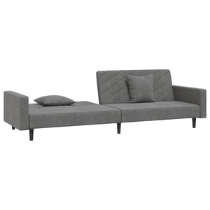 vidaXL 2-Seater Sofa Bed with Two Pillows Dark Gray Velvet-1