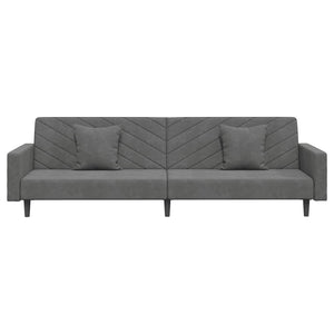 vidaXL 2-Seater Sofa Bed with Two Pillows Dark Gray Velvet-2