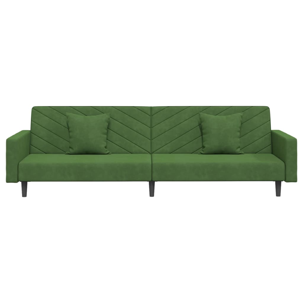 vidaXL 2-Seater Sofa Bed with Two Pillows Dark Green Velvet-4