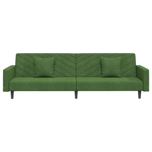 vidaXL 2-Seater Sofa Bed with Two Pillows Dark Green Velvet-4