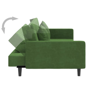 vidaXL 2-Seater Sofa Bed with Two Pillows Dark Green Velvet-6