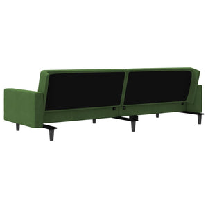 vidaXL 2-Seater Sofa Bed with Two Pillows Dark Green Velvet-7