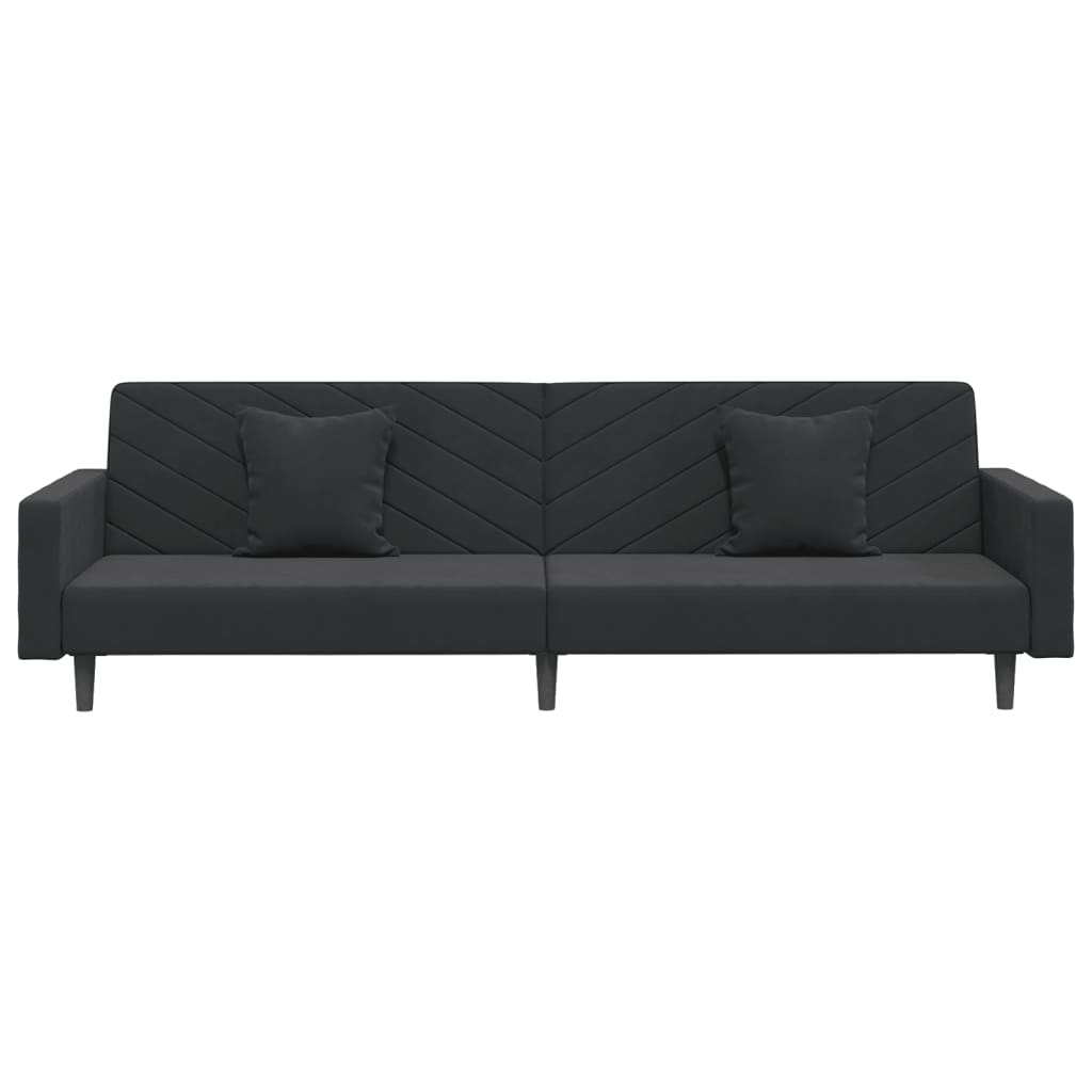 vidaXL 2-Seater Sofa Bed with Two Pillows Black Velvet-1