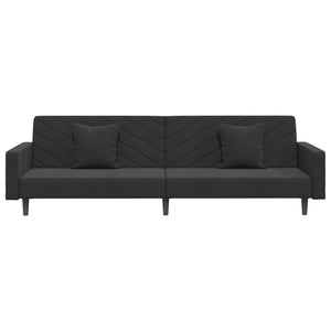 vidaXL 2-Seater Sofa Bed with Two Pillows Black Velvet-1