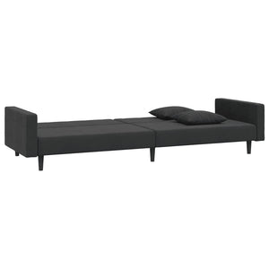 vidaXL 2-Seater Sofa Bed with Two Pillows Black Velvet-2