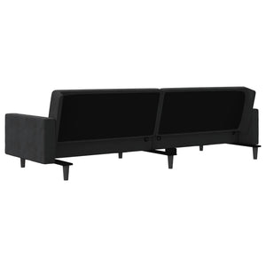 vidaXL 2-Seater Sofa Bed with Two Pillows Black Velvet-4