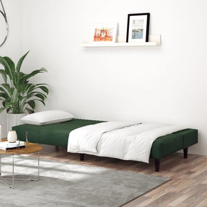 vidaXL 2-Seater Sofa Bed Dark Green Velvet-1