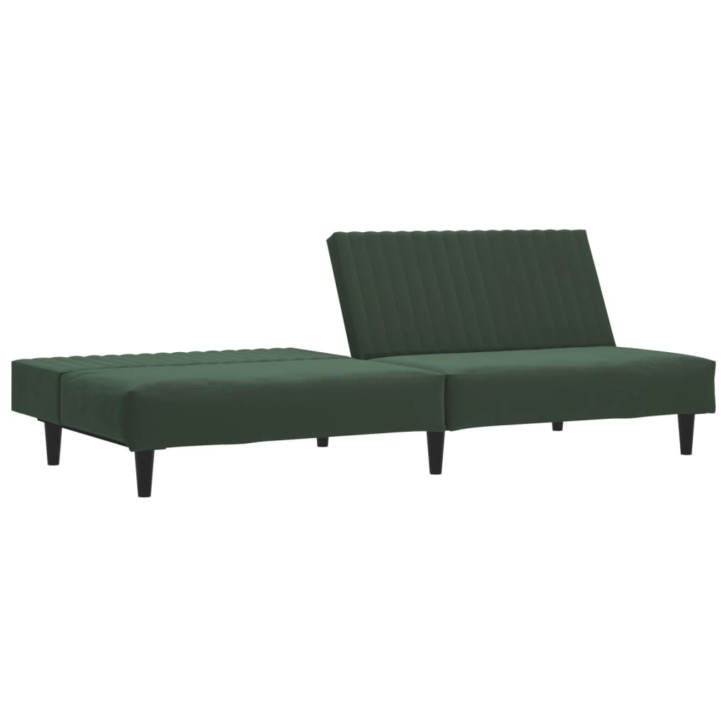 vidaXL 2-Seater Sofa Bed Dark Green Velvet-3