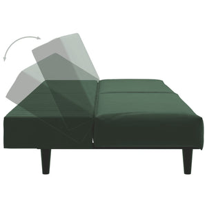 vidaXL 2-Seater Sofa Bed Dark Green Velvet-6