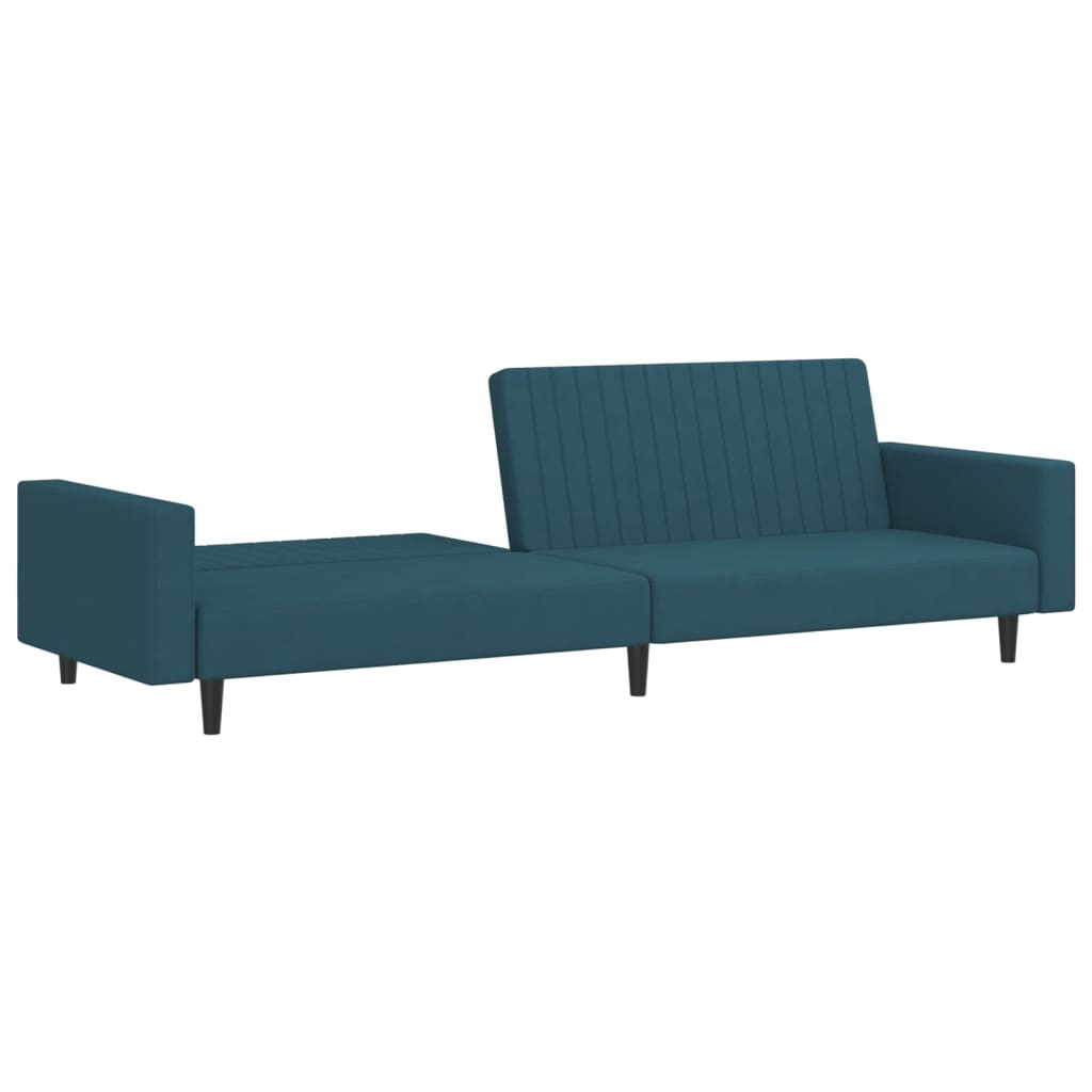 vidaXL 2-Seater Sofa Bed Blue Velvet-3