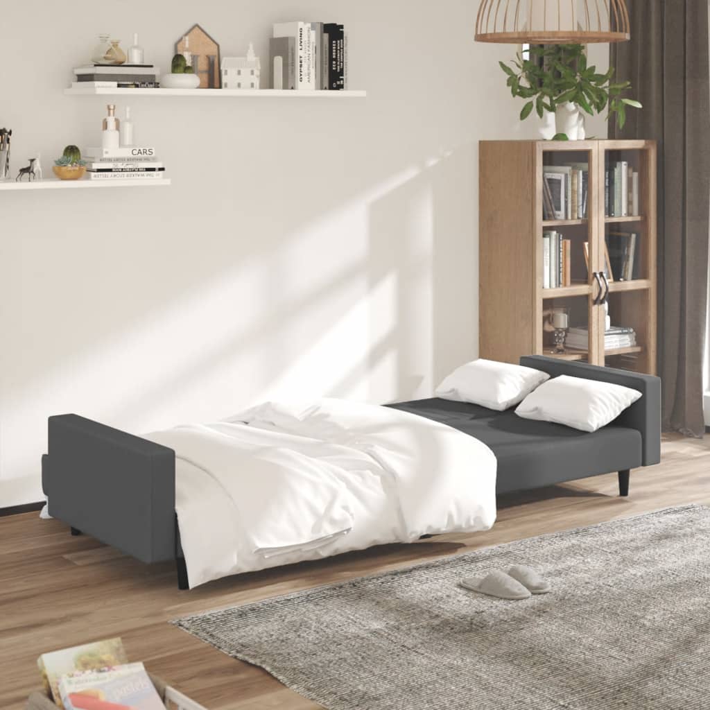 vidaXL 2-Seater Sofa Bed Dark Gray Velvet-2