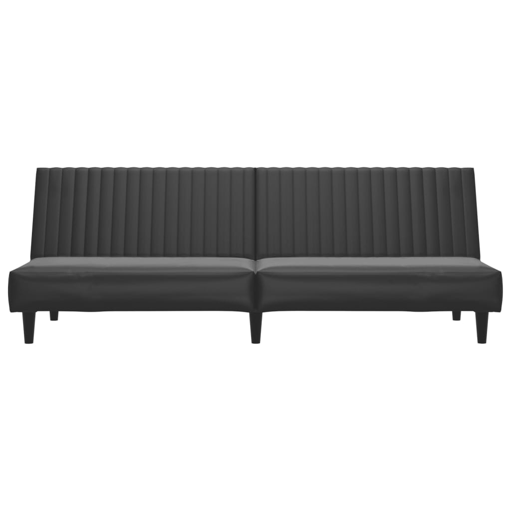 vidaXL 2-Seater Sofa Bed Black Faux Leather-3