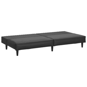 vidaXL 2-Seater Sofa Bed Black Faux Leather-4