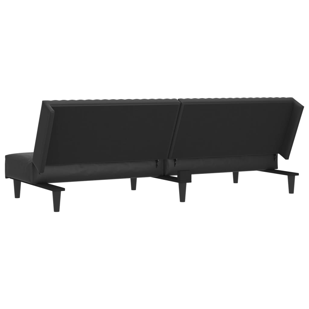 vidaXL 2-Seater Sofa Bed Black Faux Leather-6