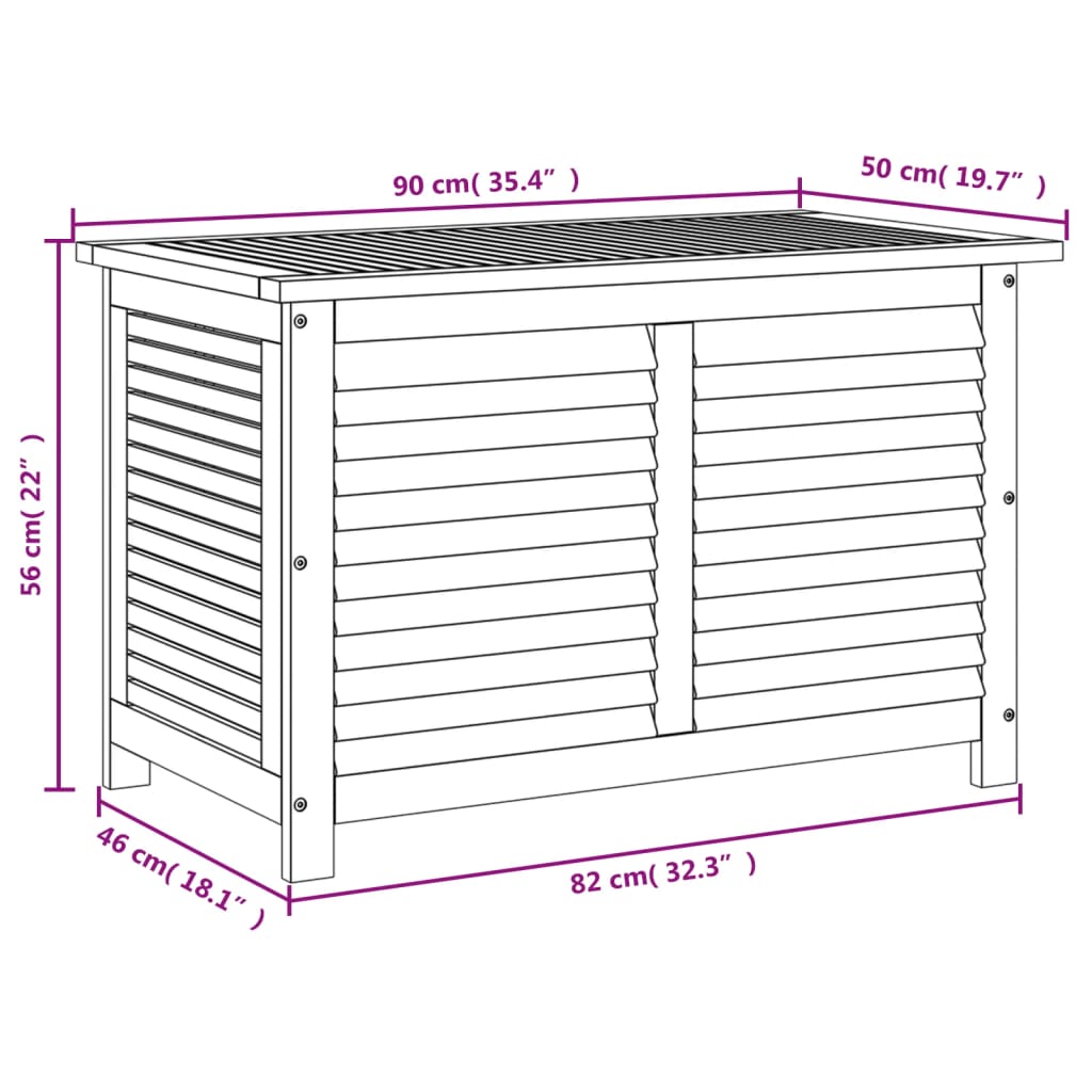 vidaXL Garden Storage Box with Louver Outdoor Furniture Solid Wood Acacia-27