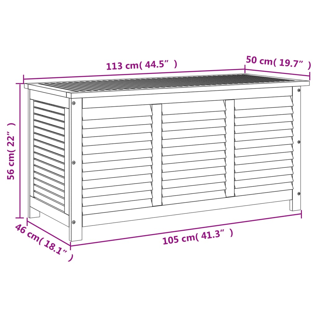 vidaXL Garden Storage Box with Louver Outdoor Furniture Solid Wood Acacia-30