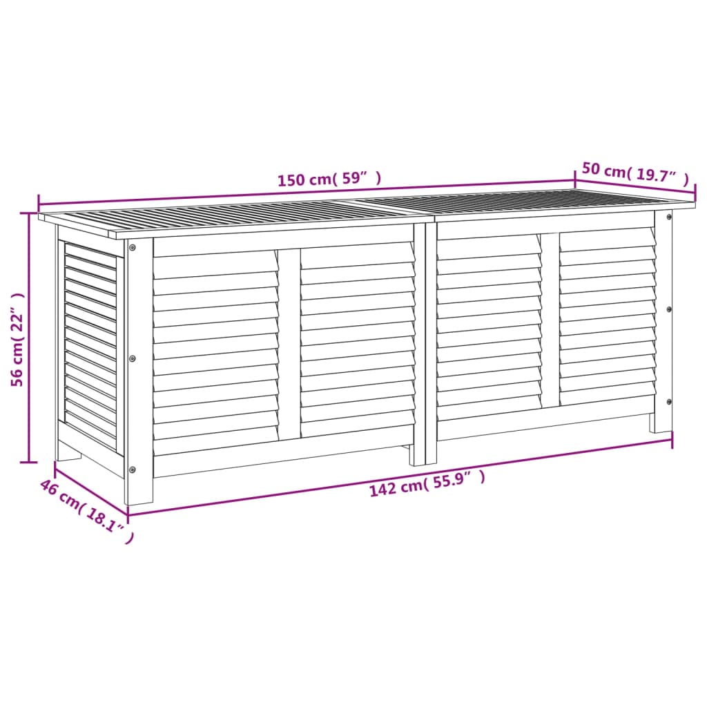 vidaXL Garden Storage Box with Louver Outdoor Furniture Solid Wood Acacia-16