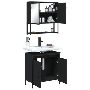 vidaXL 2 Piece Bathroom Furniture Set Black Engineered Wood-3