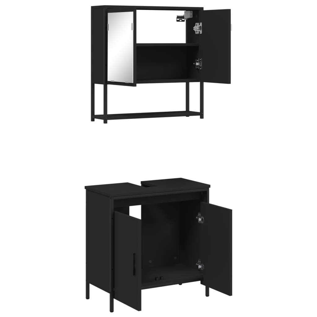 vidaXL 2 Piece Bathroom Furniture Set Black Engineered Wood-5