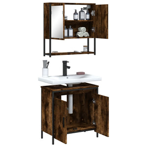 vidaXL 2 Piece Bathroom Furniture Set Black Engineered Wood-11